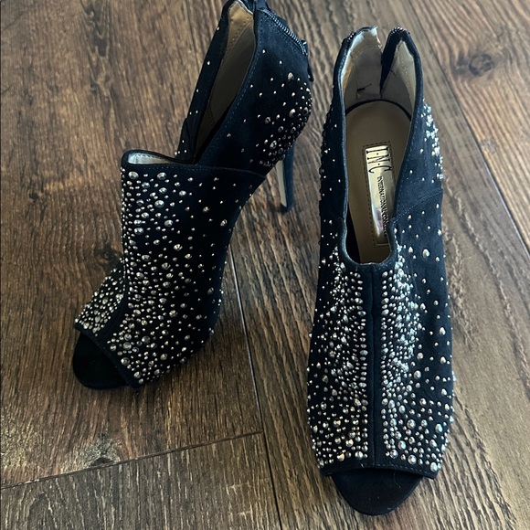 INC International Concepts Shoes - INC International Concepts Black Crystal Peep-Toe Ankle Booties